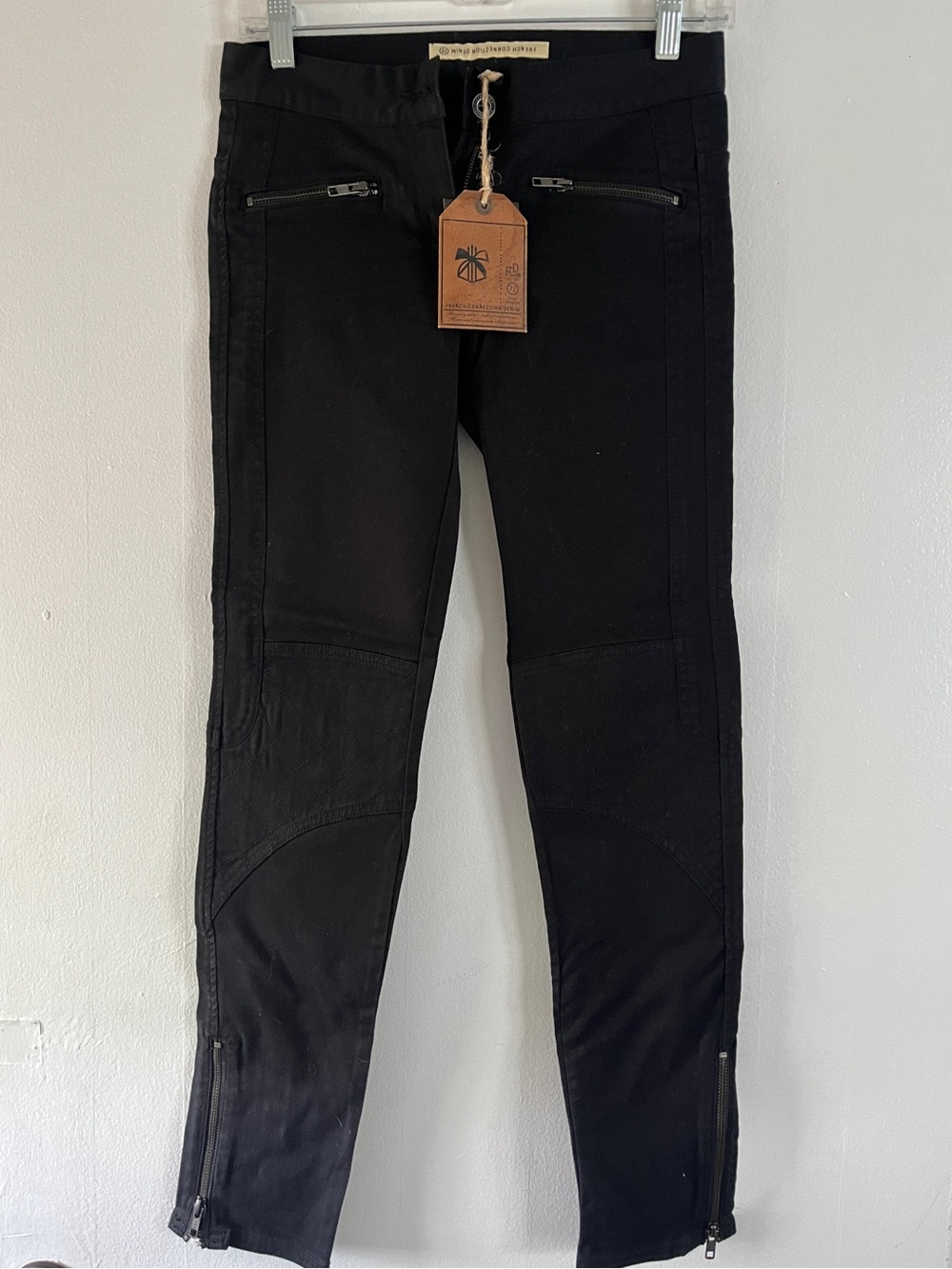 French Connection Black Skinny Zip-Accent Jeans